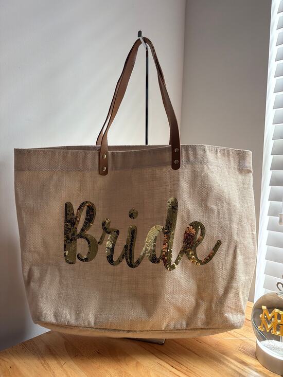 MUDPIE Handbags - MudPie Bride Sequin Tote Bag Large Wedding Bridal Beach Honeymoon Carryall